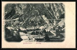 Amsteg, Gotthardbahn, Ortschaft von oben