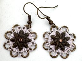 Bronze Spitzen Ohrhänger Messing Rosa - Ohrringe Neu