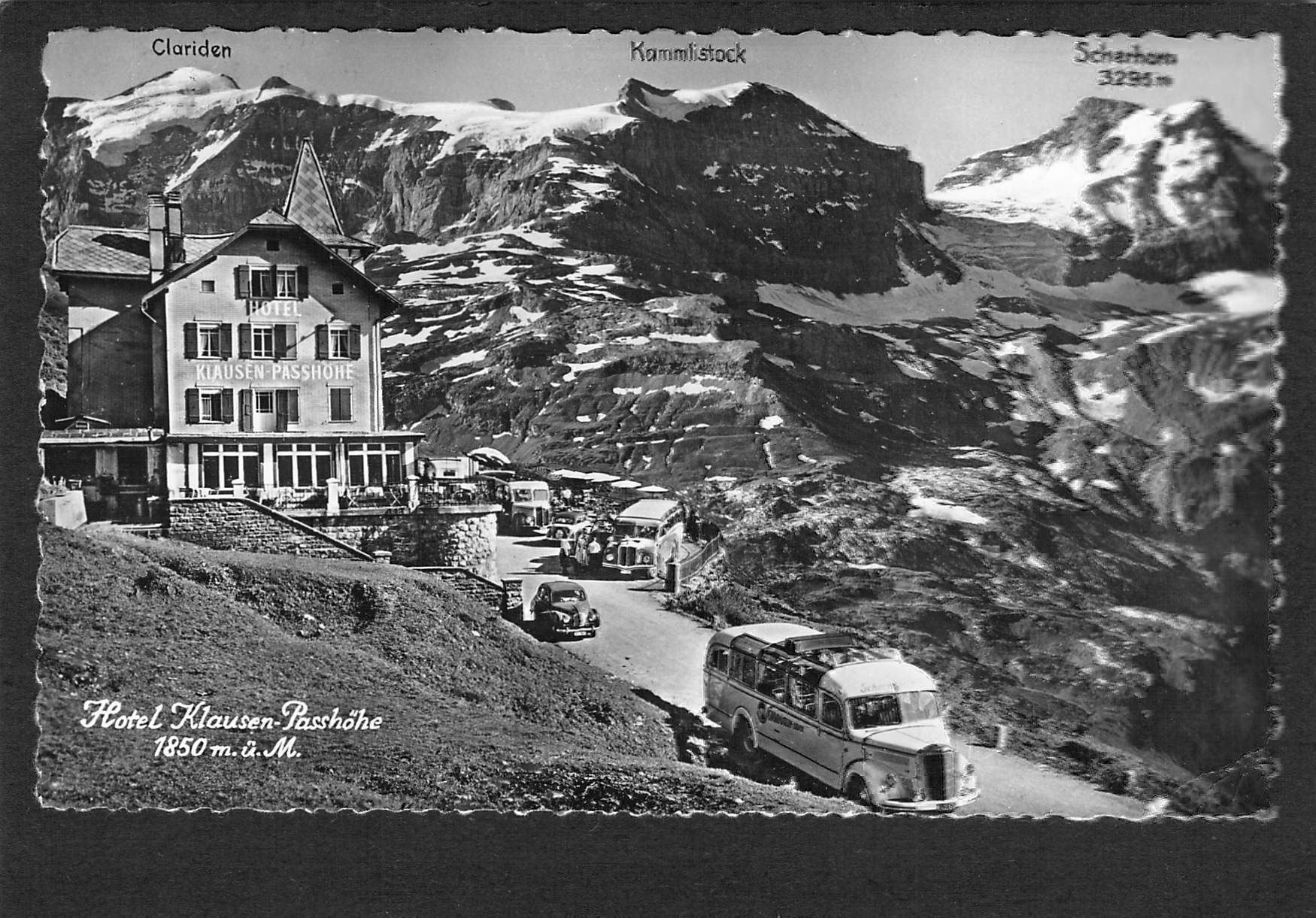 Ansichtskarten: AK/UR Klausenpasshöhe,Oldtimer,Bus,1961 – Gebraucht aus Reichenburg von Pipo-67