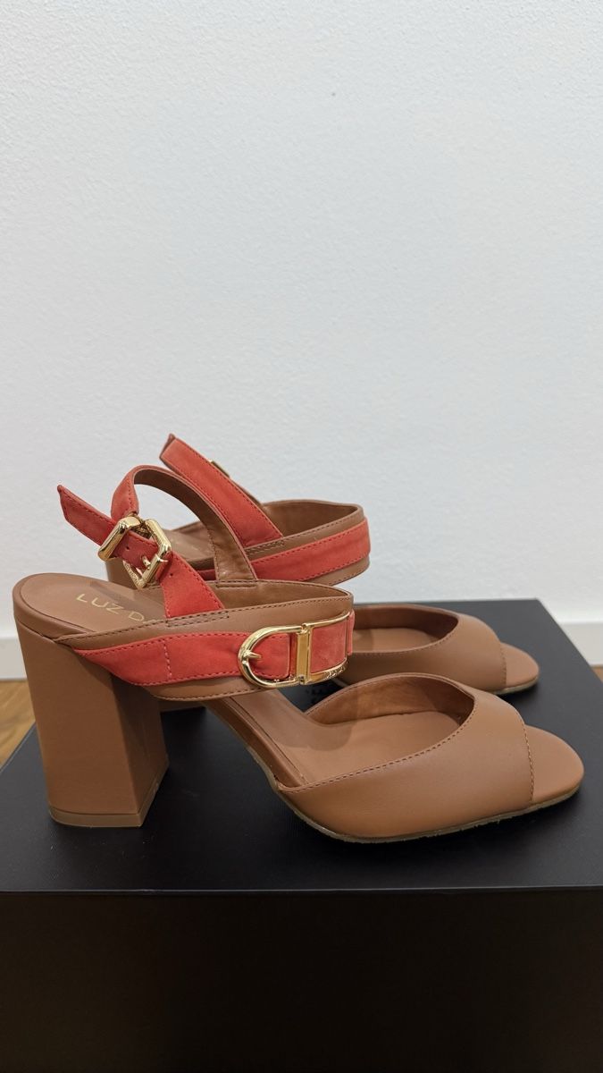 LUZ DA LUA Sandaletten Gr. 38 – Bi-Color Camel/Papaya (Neuf (Voir ...