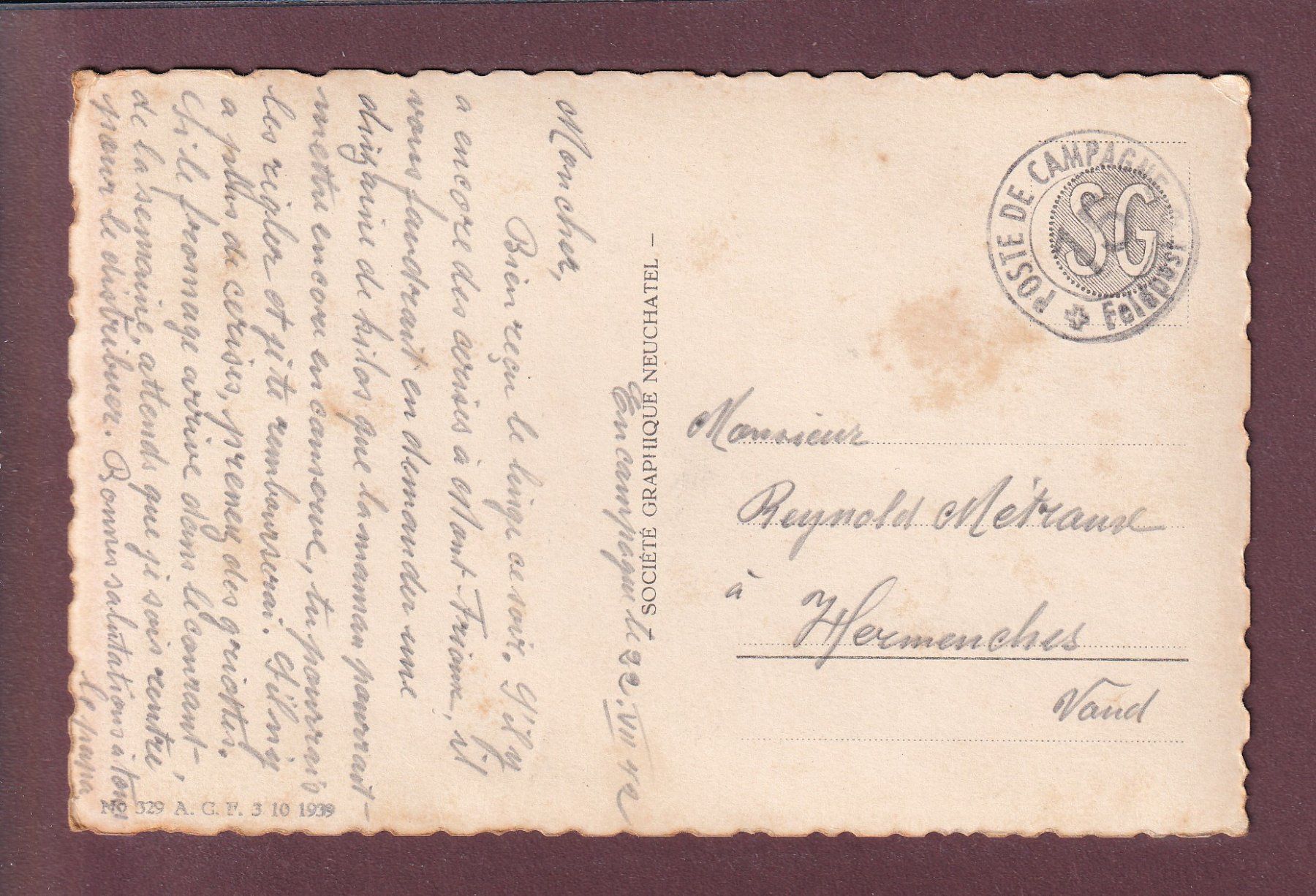 Ansichtskarten: Gorges de l'AREUSE - 1942 Feldpost – Gebraucht aus Pully von nicecards 1