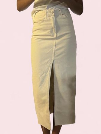 Stradivarius white denim high waist skirt  