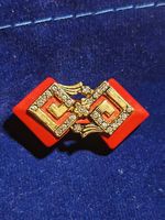 Broche vintage style Art Déco Géométrique, rouge corail