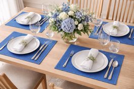 4x Tischsets Blau Baumwolle