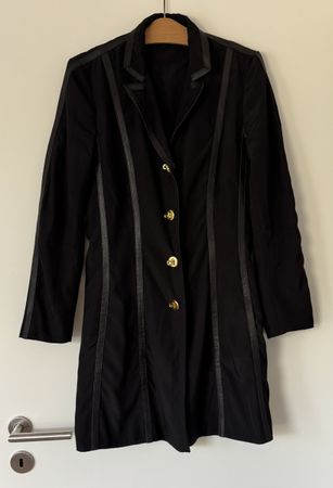 Guy Fulop Italy Long Blazer Gr. 36/38 schwarz Leder Vintage