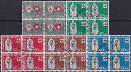 1957, PP B81-B85 Viererblöcke mit Ersttag-Stempel Kat: 100.-
