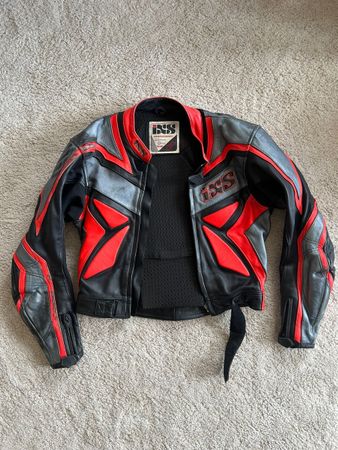 IXS Motorradjacke Leder, Grösse 46, Rot/Schwarz - TOP!