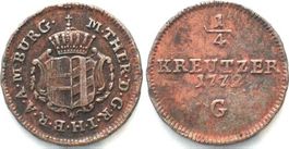 RDR - BURGAU 1/4 Kreuzer 1772 G MARIA THERESIA Kupfer ss-vz