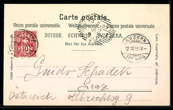 Cartes postales: Litho Luzern, Ortsansicht mit See aus de – D'occasion à Berlin par bartko-reher 1