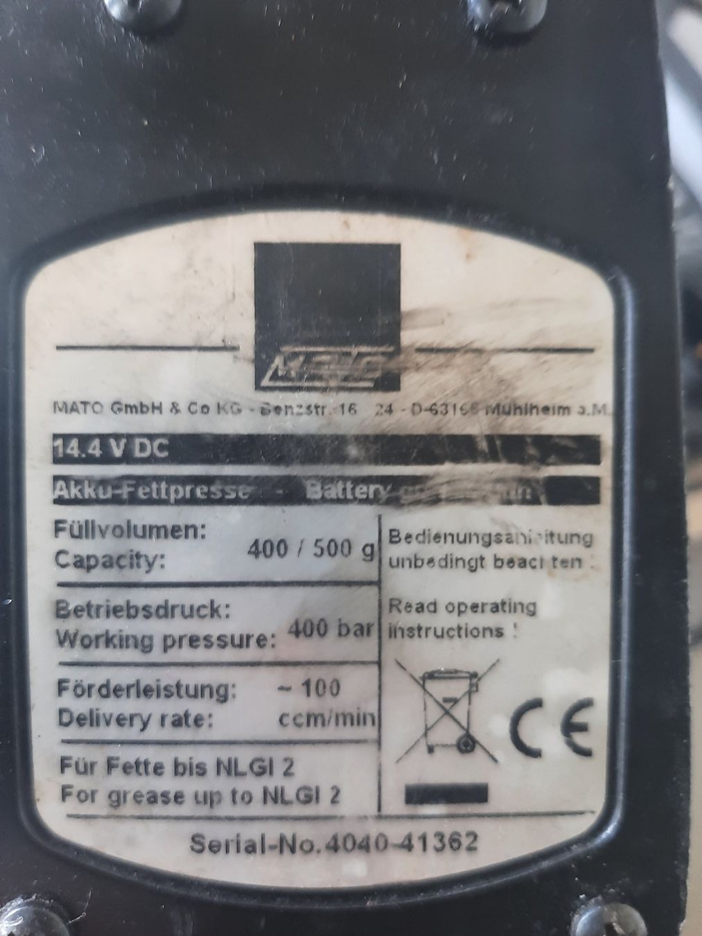 Mato Tutti gli attrezzi: Fettpresse Mato 14,4 V DC – Difettoso da Eschlikon TG venduto da Freitech.2015 1