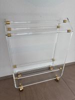1970s Lucite acrylic and brass bath cart