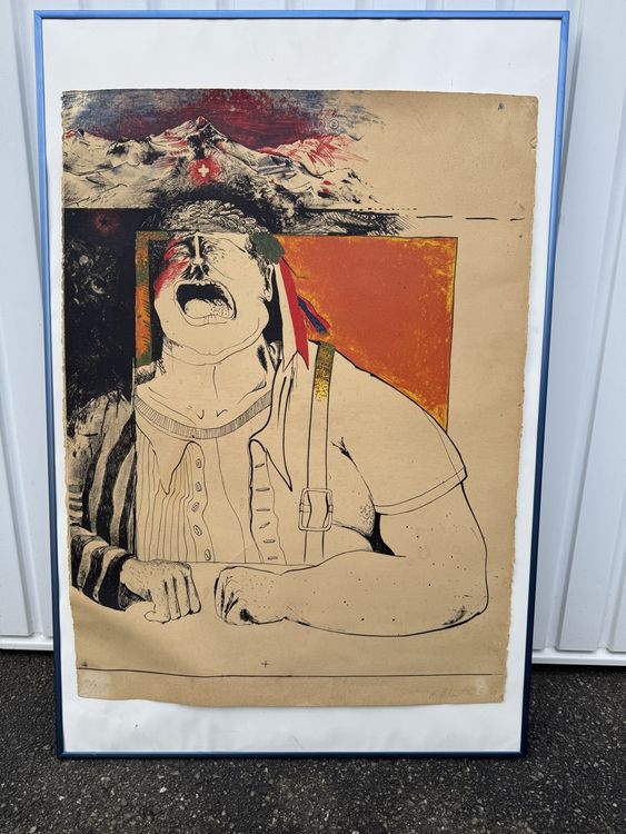 Grosse Lithographie „Eidgenosse“, Heinz Schäublin dat. 1973 (Gebraucht ...