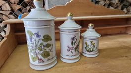 Apothekergläser 3er Set mit Blumenmotiv guter Zustand