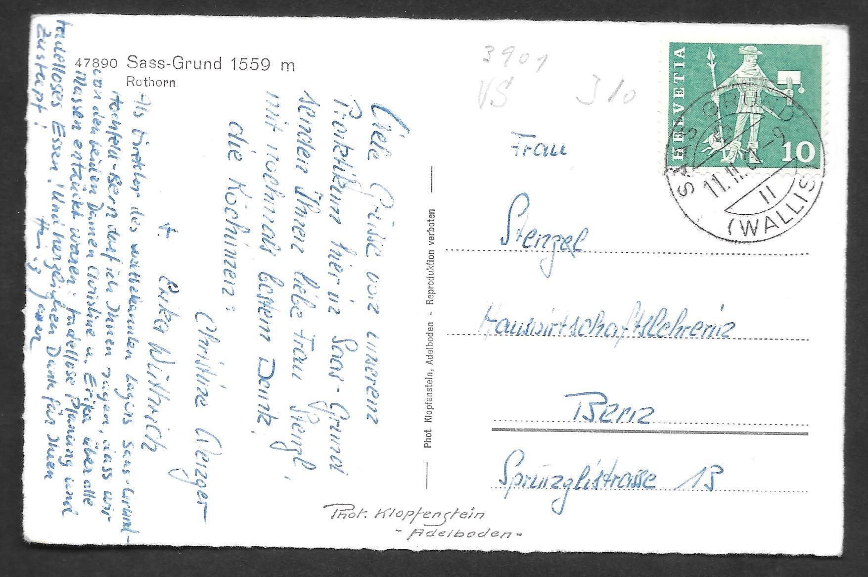 Cartoline postali: Saas-Grund Dorfansicht im Winter – Usato da Olten venduto da clotaldi 1