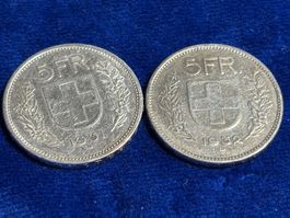 2 x 5.- 1931 + 1932, 835 Silber, Total 30 gr.