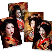 Japanische Geisha DS0273 ⚡️ Set mit 4 Kunstdrucken à 20x30cm