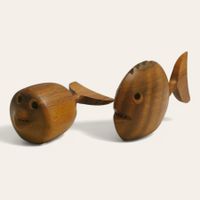 Vintage poissons en bois "Saliéres" vers 1960.