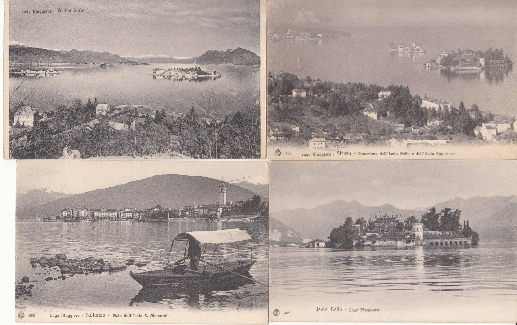 Cartoline postali: Lago Maggiore 1911, 4 Stück – Usato da Bürglen TG venduto da StampGraf
