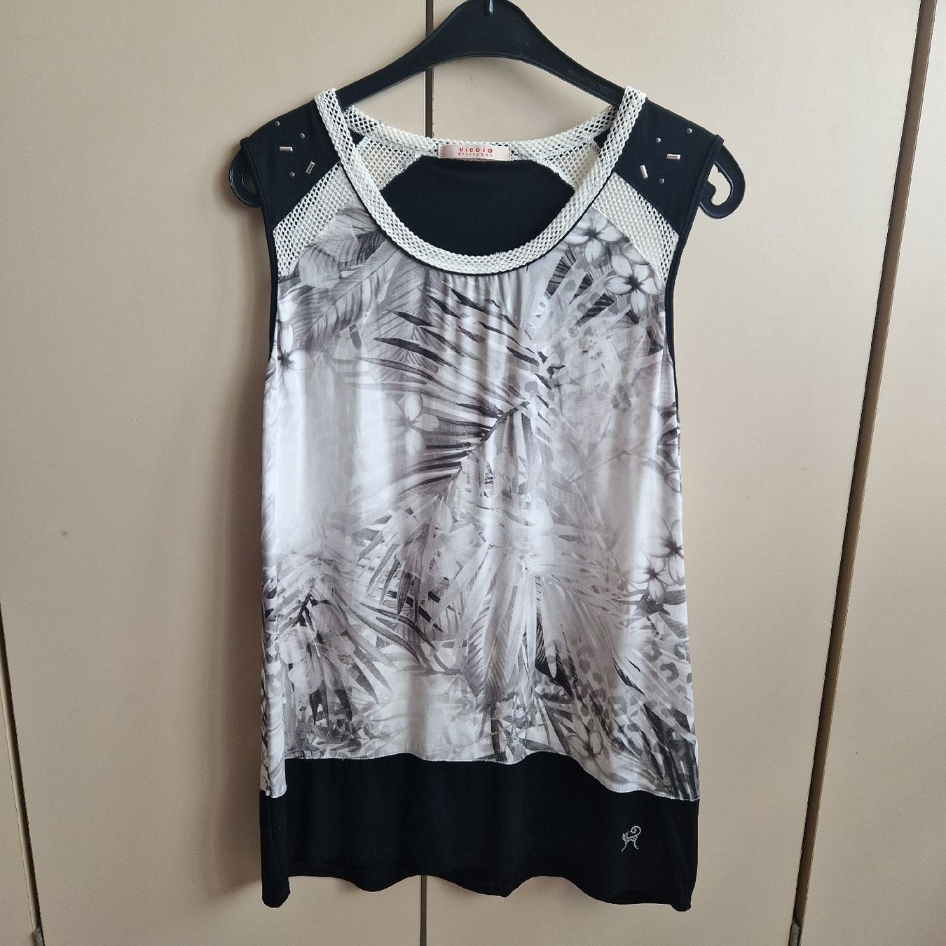 Camicette: Bluse Viccio Gr. L schwarz weiss Muster ärmellos – Nuovo (secondo la descrizione) da Frenkendorf venduto da gca_d2qp