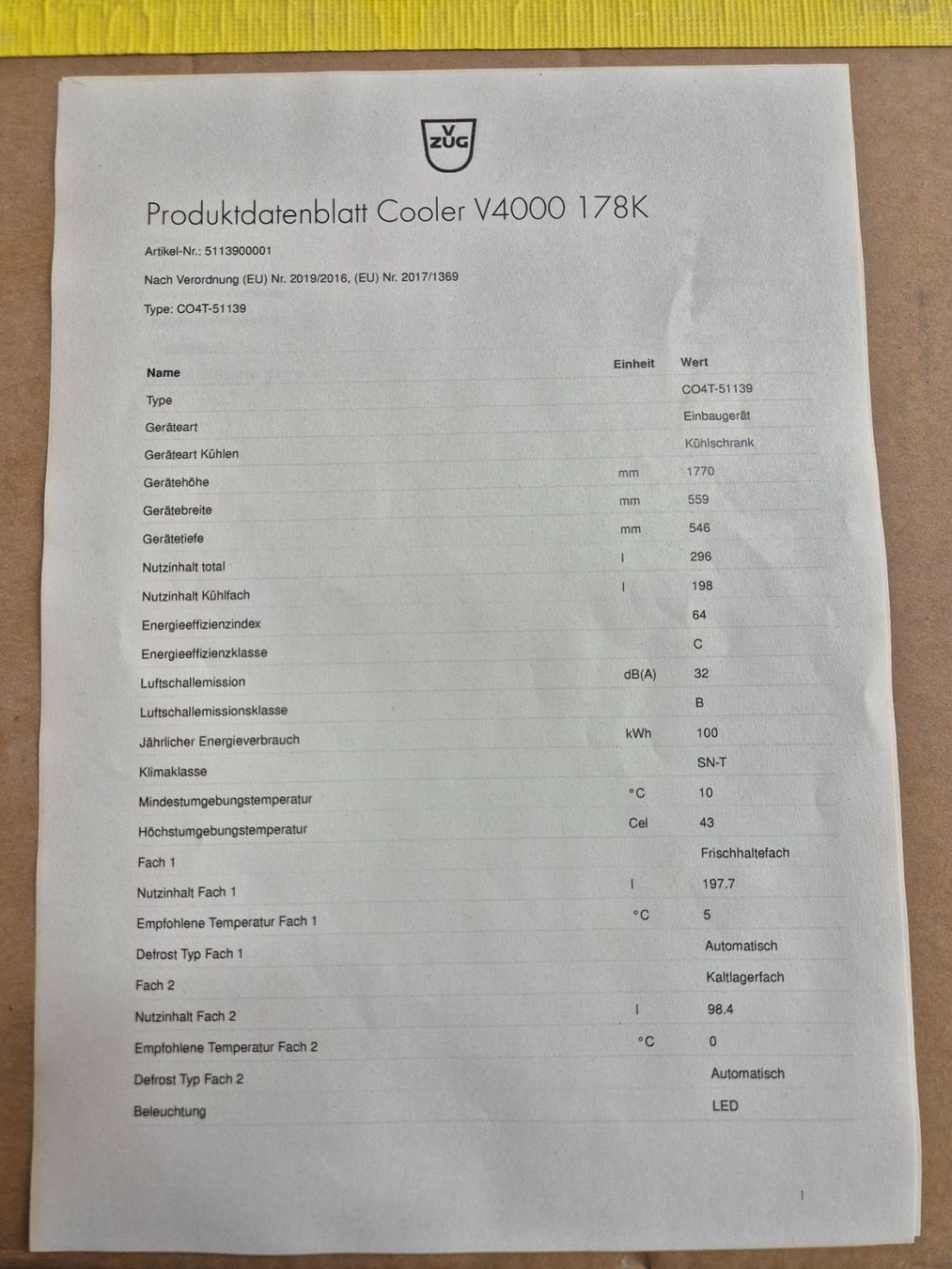 V-Zug Kühlschrank: Cooler V4000 178K, 5113900001 – Neu (gemäss Beschreibung) aus Schindellegi von andre1291 1