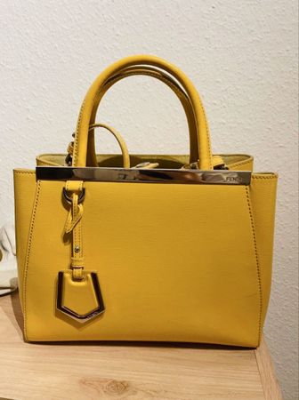 Yellow Fendi 2 Jours Handbag, Leather