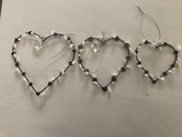 3x Herz Deko Hänger, Vintage Stil, Romantisch, Neu