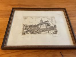 Orginal- Radierung Wollerau von Bader 5/200
