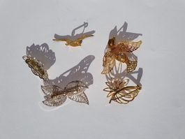 Diverse Broschen, gold- und silberfarben, Vintage