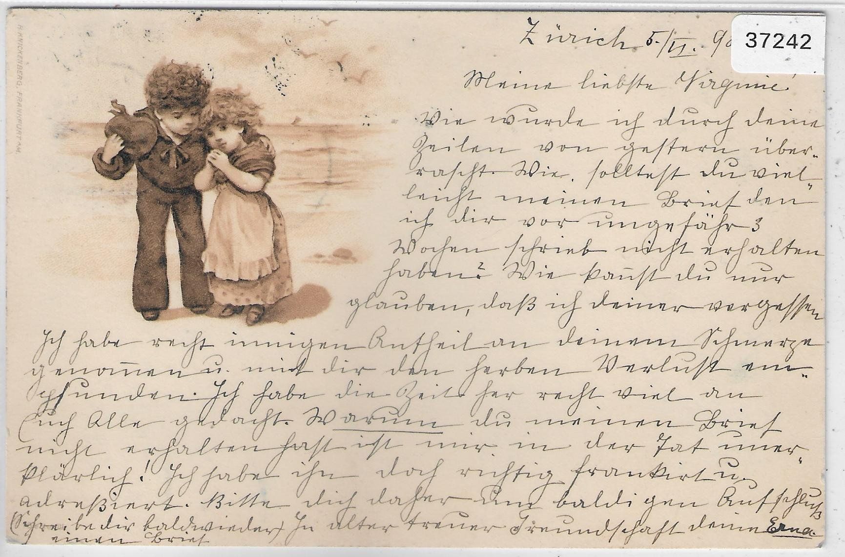 Cartoline postali: Kleines Mädchen mit Knabe - Litho 1898 – Usato da Ettingen venduto da Kartenplanet