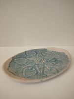 Keramikplatte mit Häkelmuster - Vintage Deko
