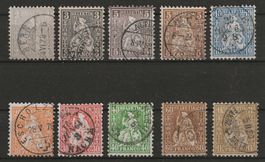 1862 : Serie Sitz. Helvetia Nr. 28 - 36 : KP 810.--