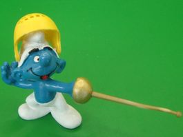 Fechter S-schlumpf Maske gelb Schleich Klinge gold Schleich