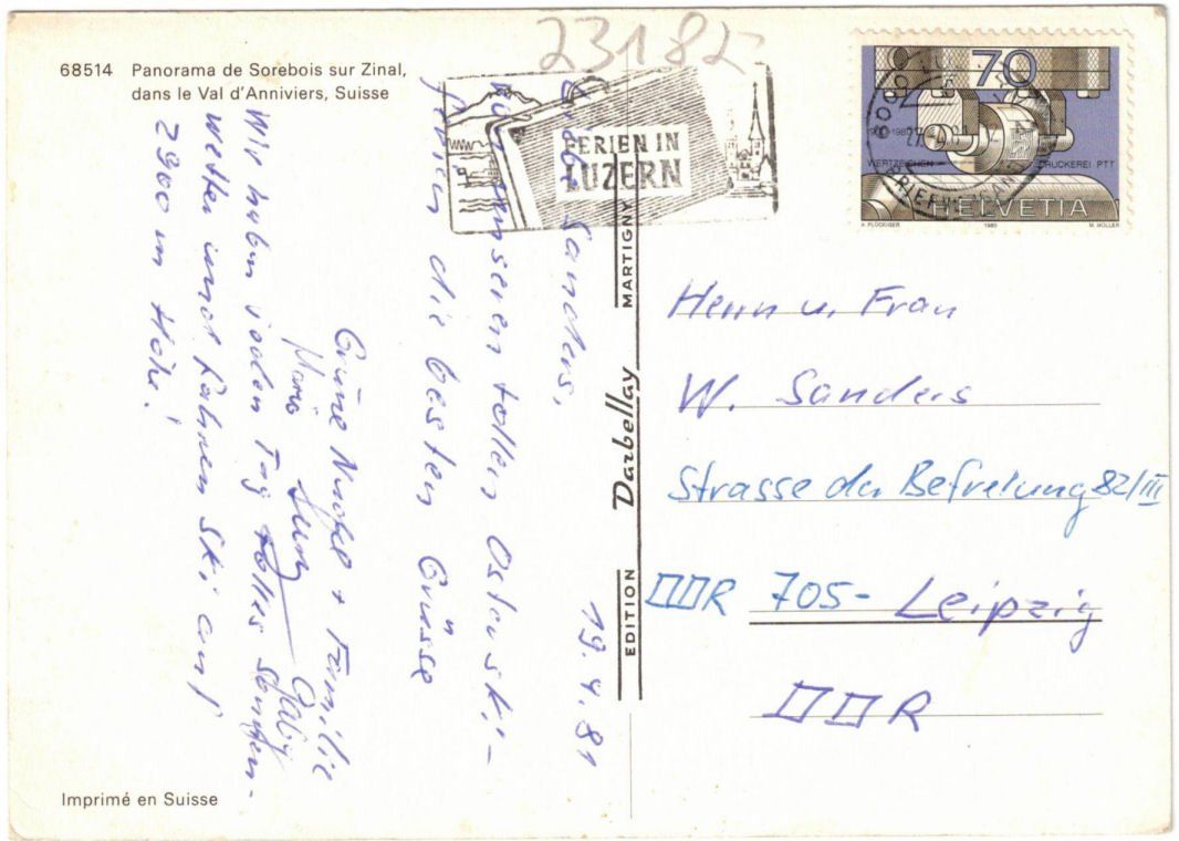 Cartoline postali: Zinal - 2 Bild AK Sorebois – Usato da Binningen venduto da Mountainrider 1