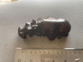 Holzfigur Nilpferd dunkel gebeizt