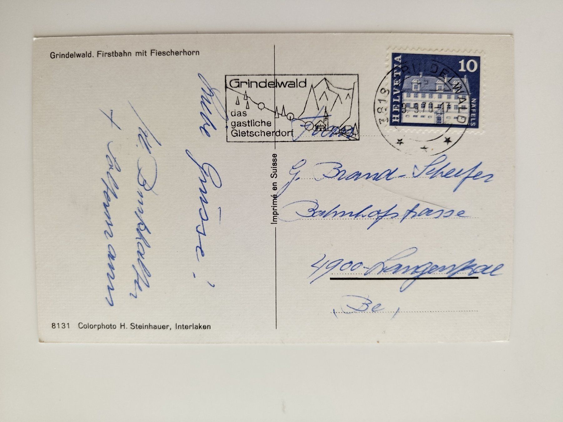 Ansichtskarten: Quer- Firstbahn mit Fiescherhorn, dat. 1970 – Gebraucht aus Ohmstal von Lebensfreude05 1