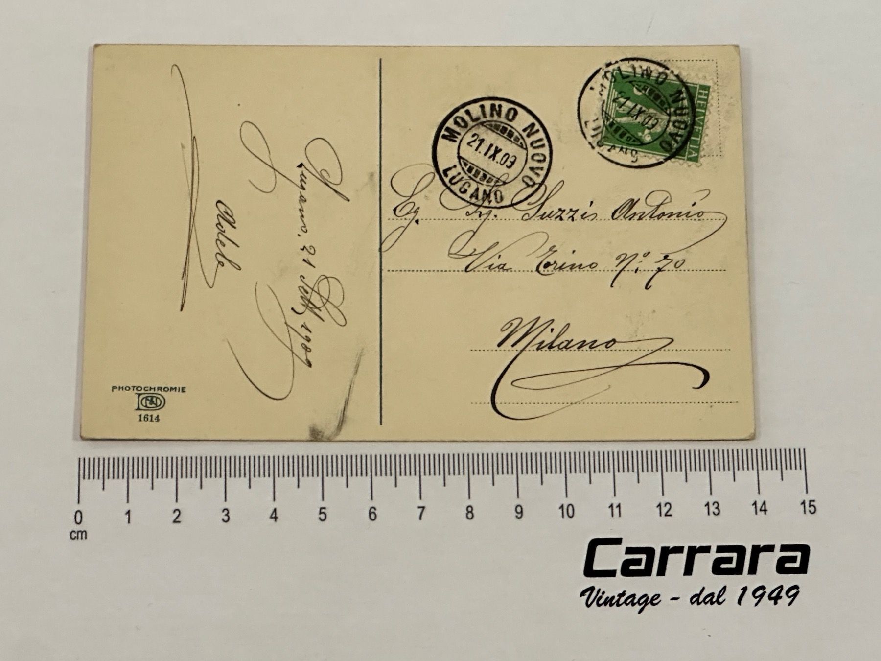 Cartoline postali: Postkarten Ticino Lugano 1903 Morcote 1909 – Usato da Chiasso venduto da Carrara-Modellismo 1