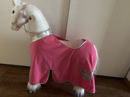 Einhorn auf Rollen Merlin - Unicorn Ponnie M mit rosa Sattel