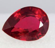 Certified 13.40 Ct Mozambique Red Ruby Pear Cut