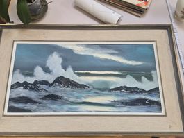Gemälde Meeresbrandung gerahmt 88x52 cm guter Zustand