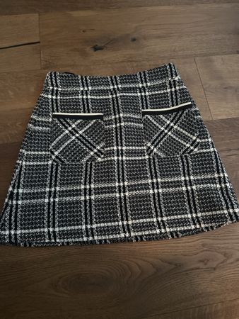 Zara TRF Tweed Minirock Gr. XS schwarz weiss Karo