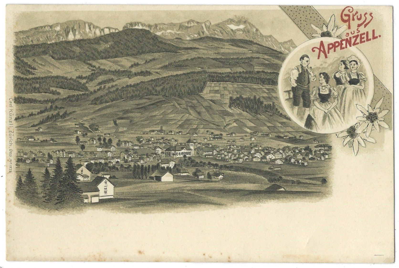 Cartoline postali: Gruss  aus   APPENZUELL. – Usato da Bütschwil venduto da Jackson1A
