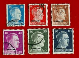 DEUTSCHES REICH HITLER ÜBERDRUCK OSTLAND 1941 GESTEMPELT