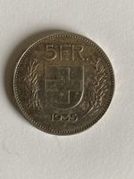 Schweizer 5 Franken Münze 1935 B im gebrauchten Zustand