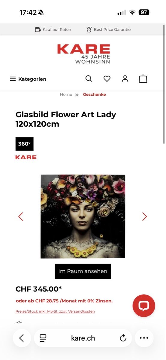 Foto & Immagini: KARE Design Glasbild 120x120 cm – Nuovo (secondo la descrizione) da Aesch BL venduto da tkivilaa 2