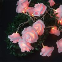 1,5m Romantische Rosen Lichterkette rosa