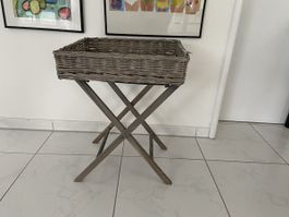 Serviertisch Chic Antique DK Rattan Holz H60x50x40cm grau