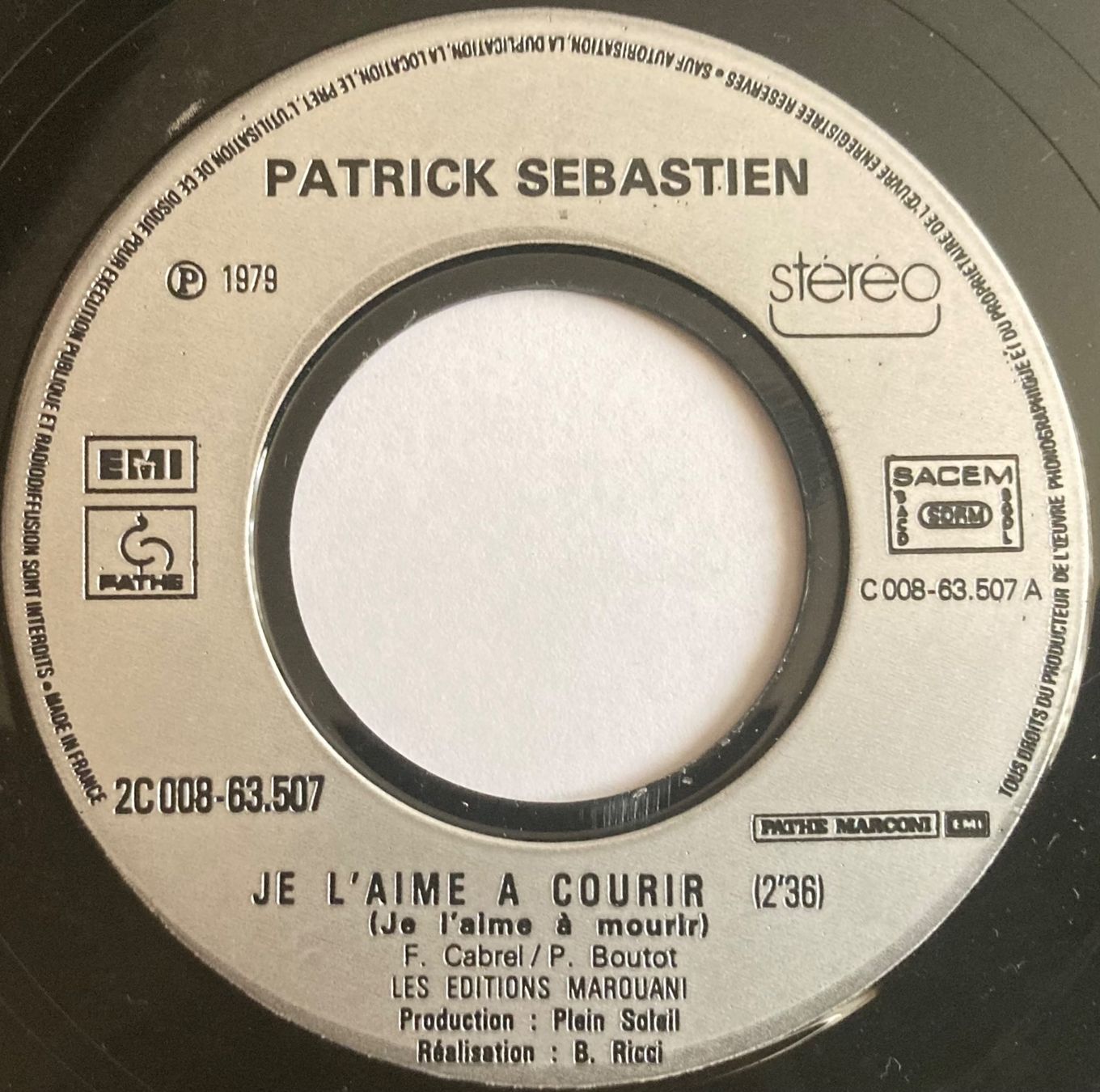Schallplatten: PATRICK SÉBASTIEN - JE L'AIME À COURIR – Gebraucht aus Poliez-Pittet von Newtown-Records 2