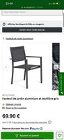 Chaise de jardin 6x aluminium et textilène gris foncé