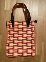 Vintage , Retro Tasche 70s up, orange schwarz Shopper gross