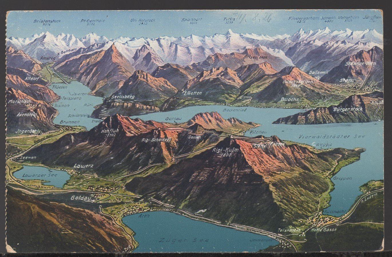 Cartoline postali: Rigi - Relief  Vierwaldstdter - Zuger - Lauerzer - See – Usato da Aarau venduto da kufi44